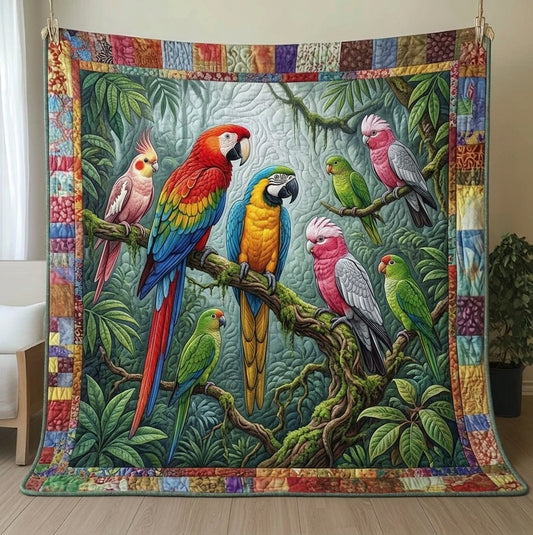 Tropical Parrot Quilted Blanket GFTONMU114