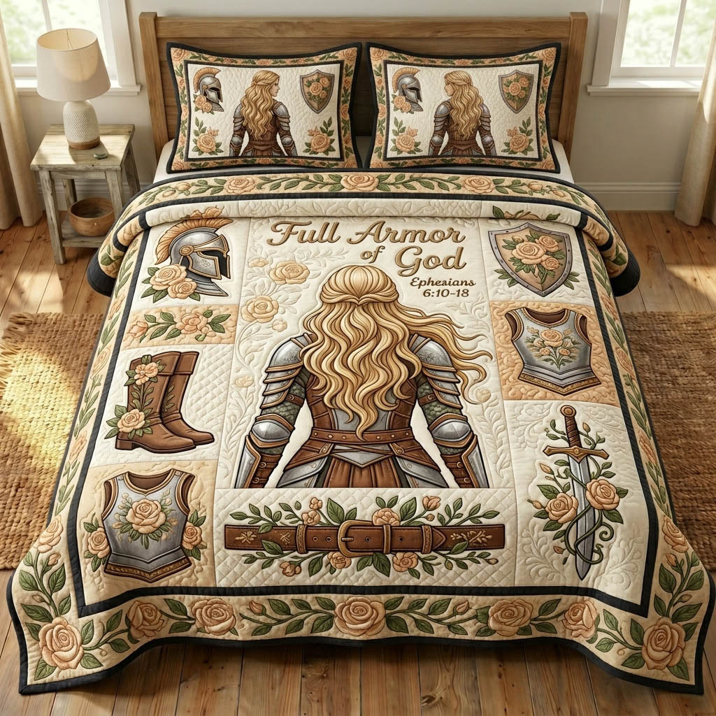 Armor Of God 3-Piece Quilted Bedding Set GFTONMU1146