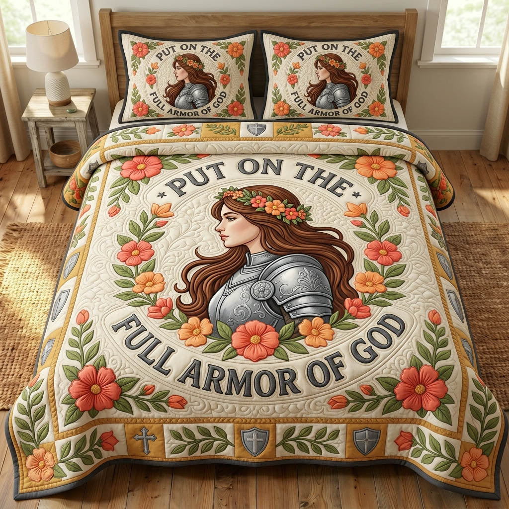 Armor Of God 3-Piece Quilted Bedding Set GFTONMU1147