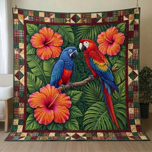 Tropical Parrot Quilted Blanket GFTONMU115