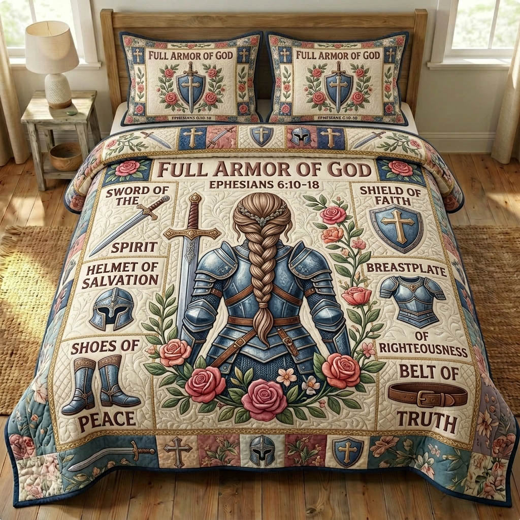 Armor Of God 3-Piece Quilted Bedding Set GFTONMU1150