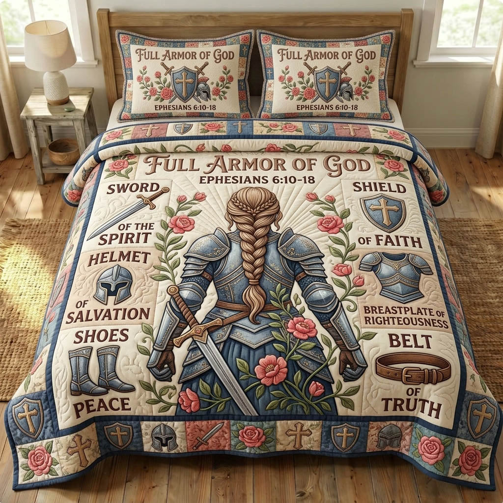 Armor Of God 3-Piece Quilted Bedding Set GFTONMU1151