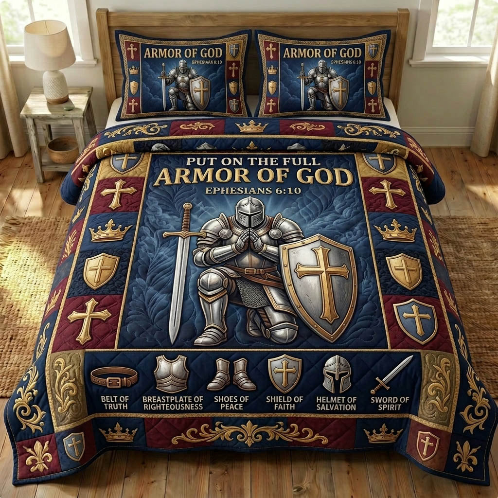 Armor Of God 3-Piece Quilted Bedding Set GFTONMU1152