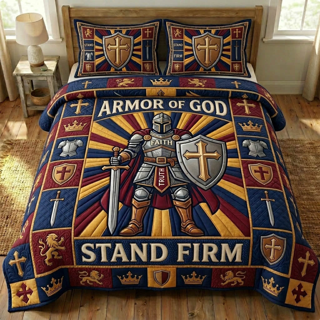 Armor Of God 3-Piece Quilted Bedding Set GFTONMU1155