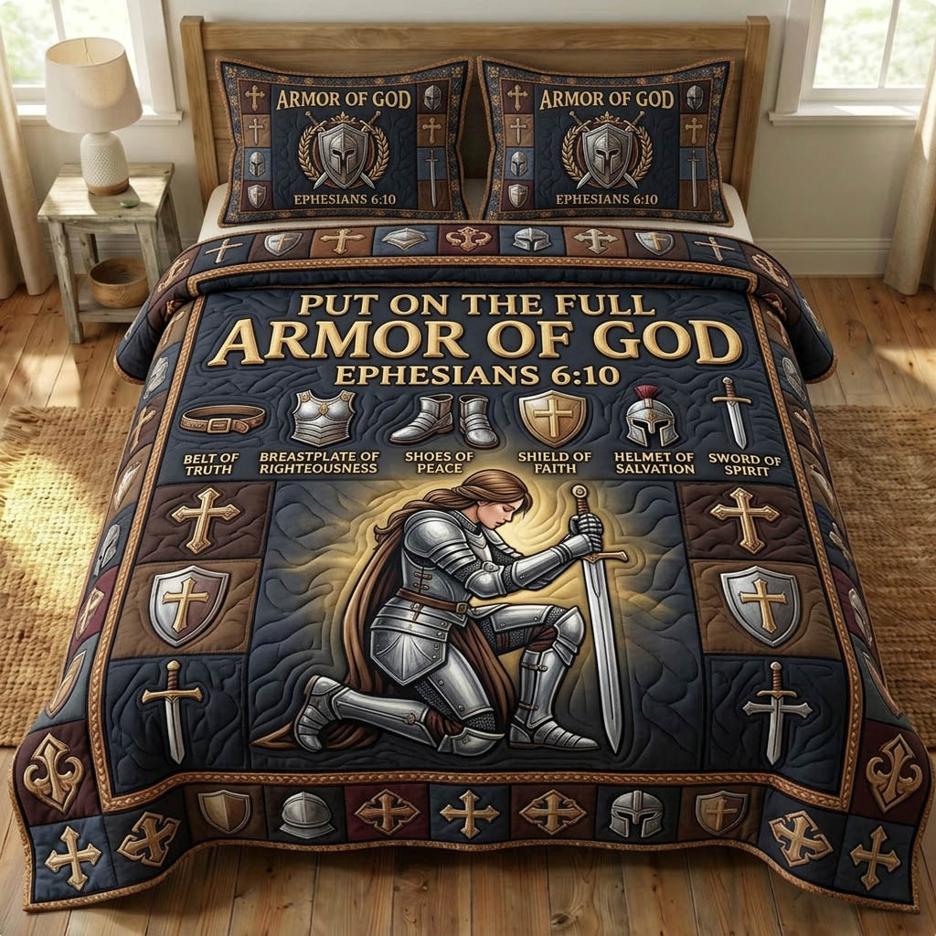 Armor Of God 3-Piece Quilted Bedding Set GFTONMU1157