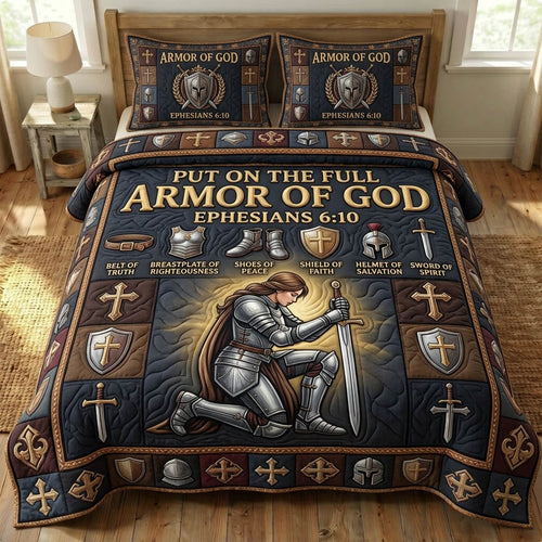 Armor Of God 3-Piece Quilted Bedding Set GFTONMU1157