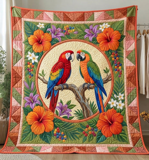 Tropical Parrot Quilted Blanket GFTONMU116