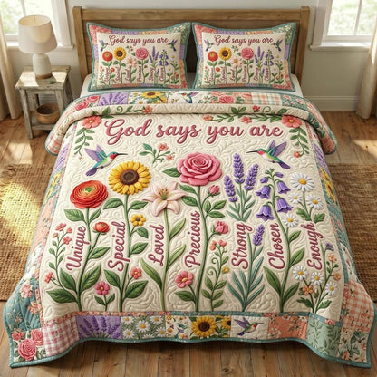 Floral Bible 3-Piece Quilted Bedding Set GFTONMU1200