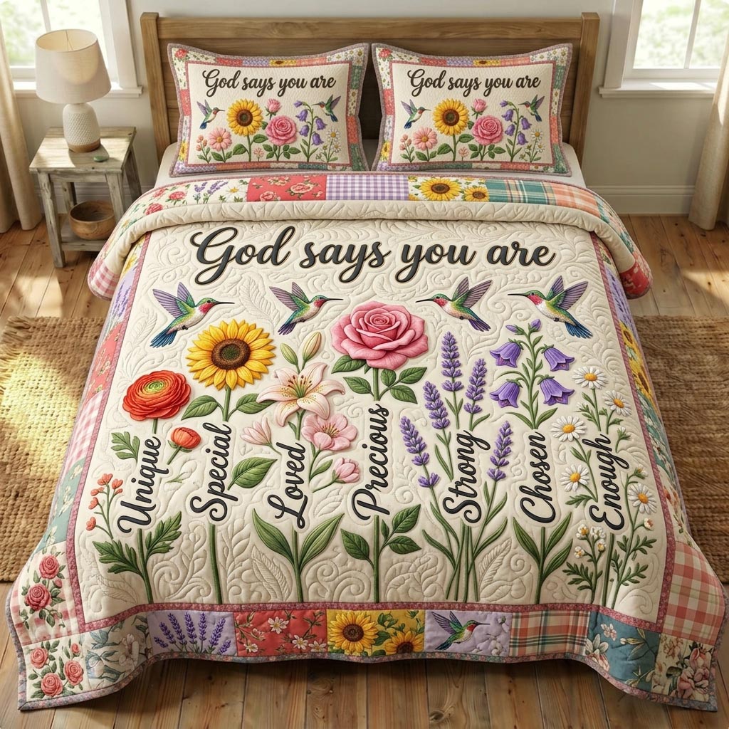 Floral Bible 3-Piece Quilted Bedding Set GFTONMU1202