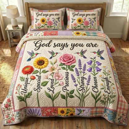 Floral Bible 3-Piece Quilted Bedding Set GFTONMU1202