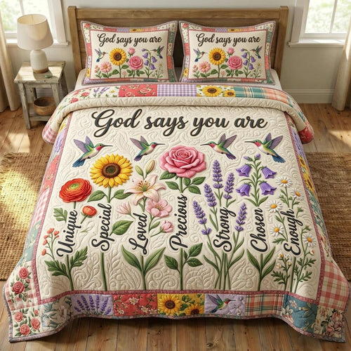 Floral Bible 3-Piece Quilted Bedding Set GFTONMU1202