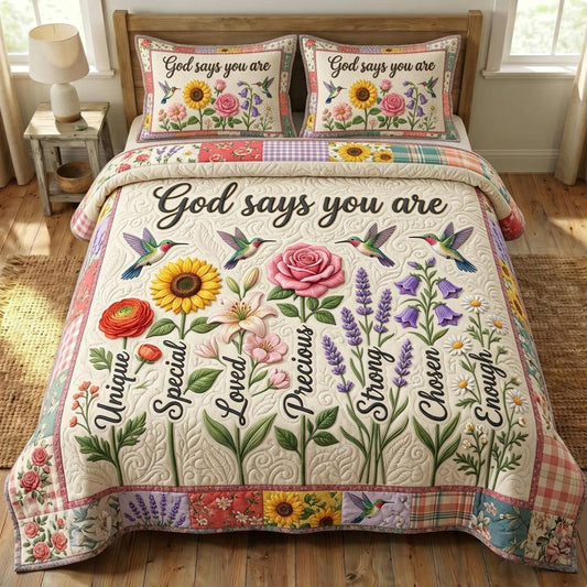 Floral Bible 3-Piece Quilted Bedding Set GFTONMU1202