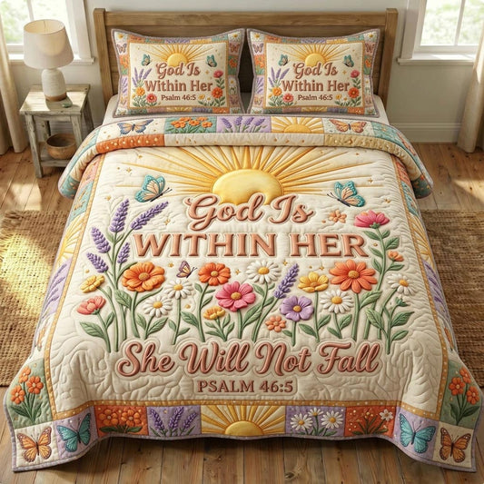 Floral Bible 3-Piece Quilted Bedding Set GFTONMU1203