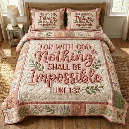 Floral Bible 3-Piece Quilted Bedding Set GFTONMU1207