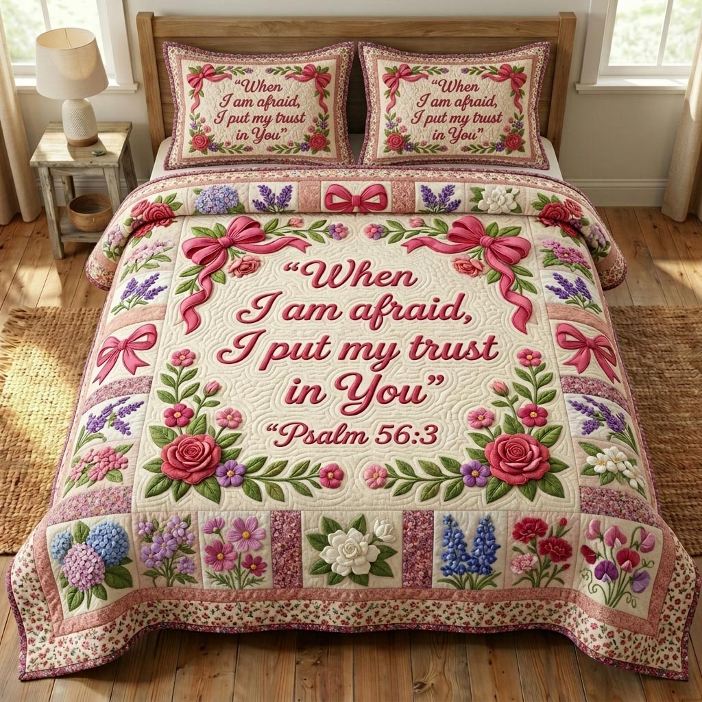 Floral Bible 3-Piece Quilted Bedding Set GFTONMU1210