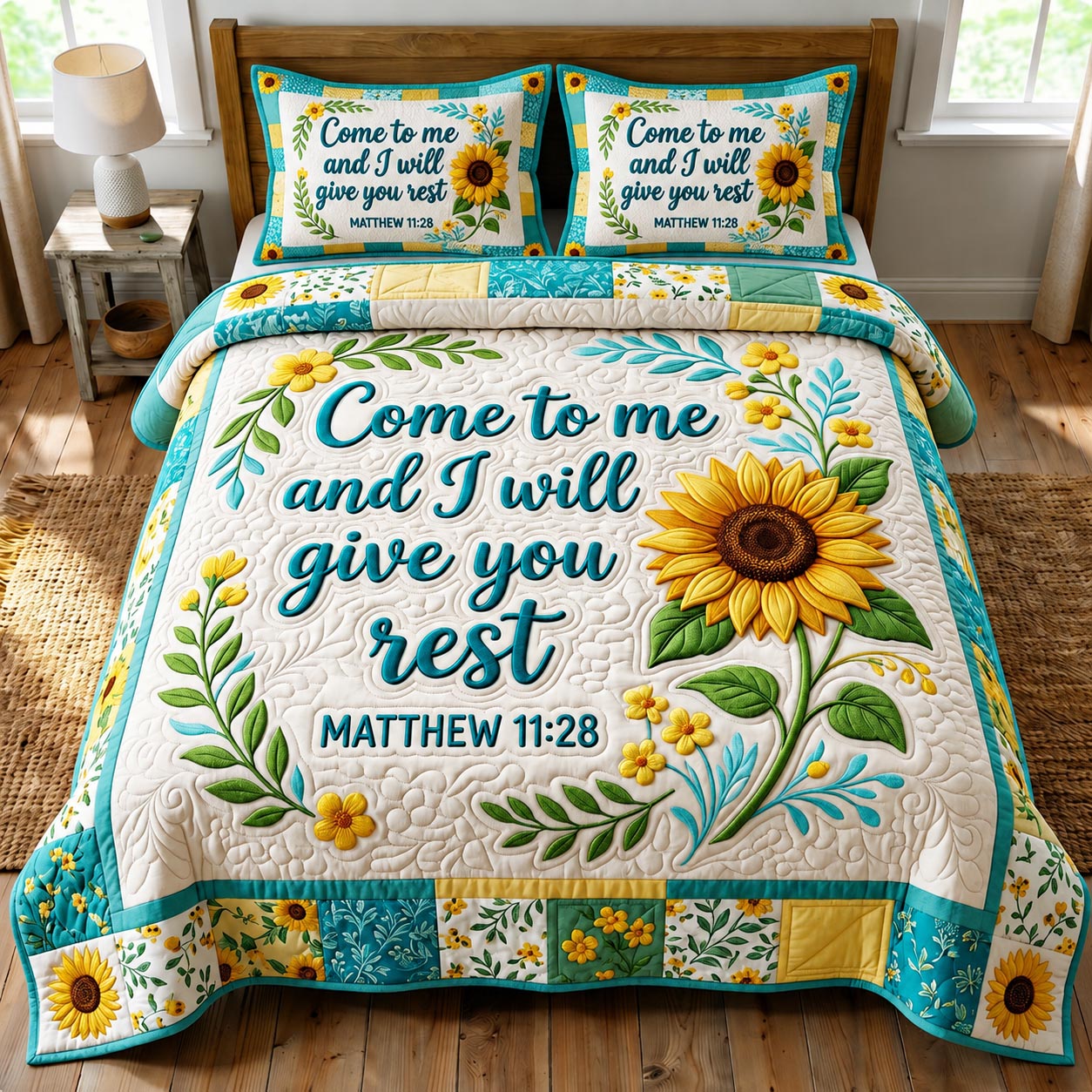 Floral Bible 3-Piece Quilted Bedding Set GFTONMU1212