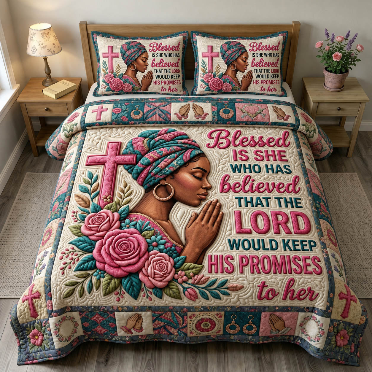 Christian Faith 3-Piece Quilted Bedding Set GFTONMU1215