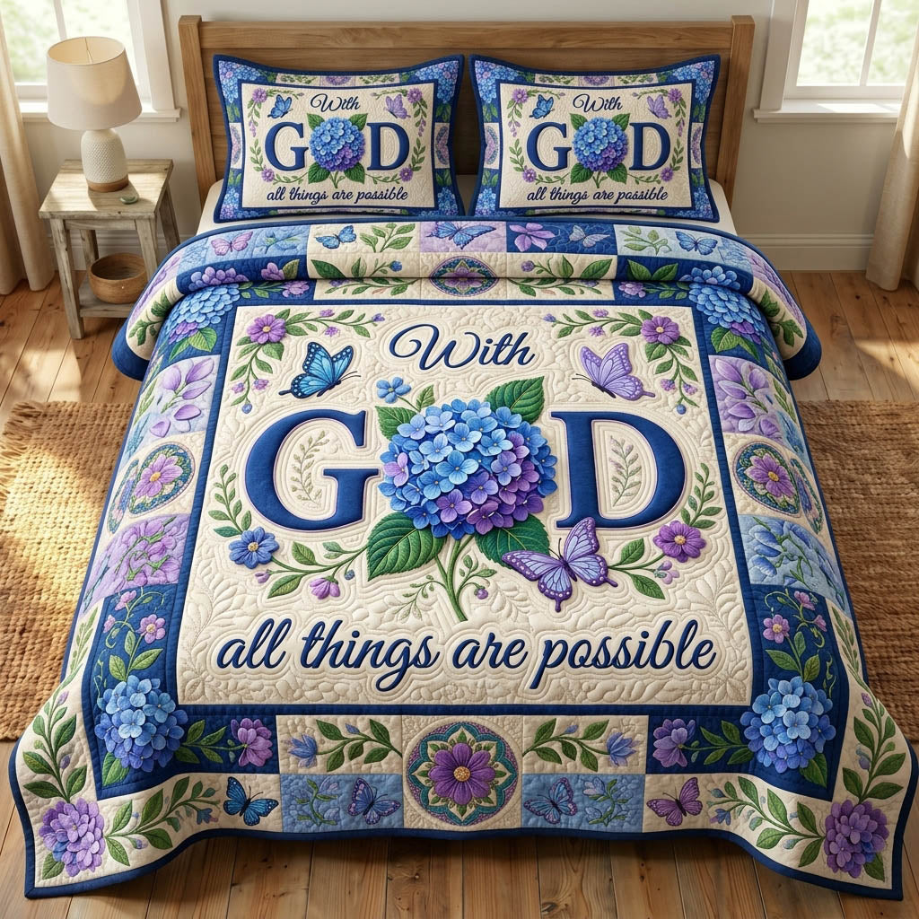 Floral Bible 3-Piece Quilted Bedding Set GFTONMU1254