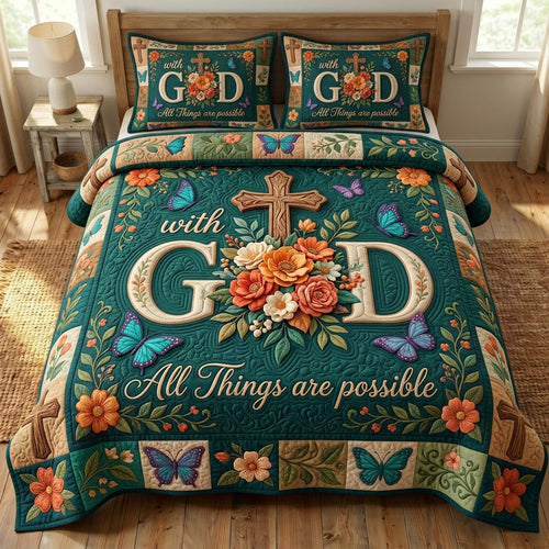 Floral Bible 3-Piece Quilted Bedding Set GFTONMU1255