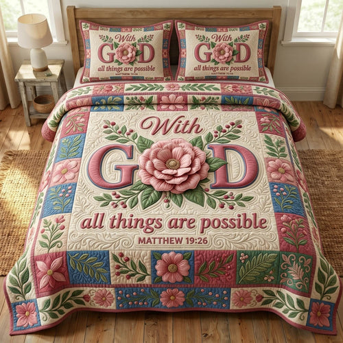 Floral Bible 3-Piece Quilted Bedding Set GFTONMU1256