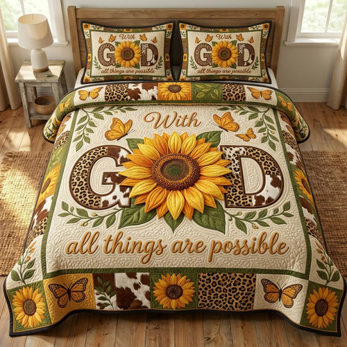 Floral Bible 3-Piece Quilted Bedding Set GFTONMU1259