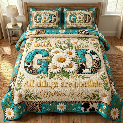 Floral Bible 3-Piece Quilted Bedding Set GFTONMU1260