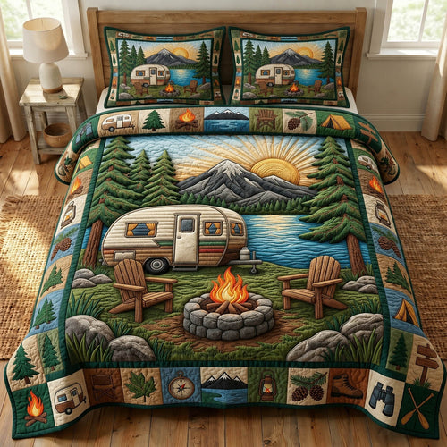 Camping Life 3-Piece Quilted Bedding Set GFTONMU1268