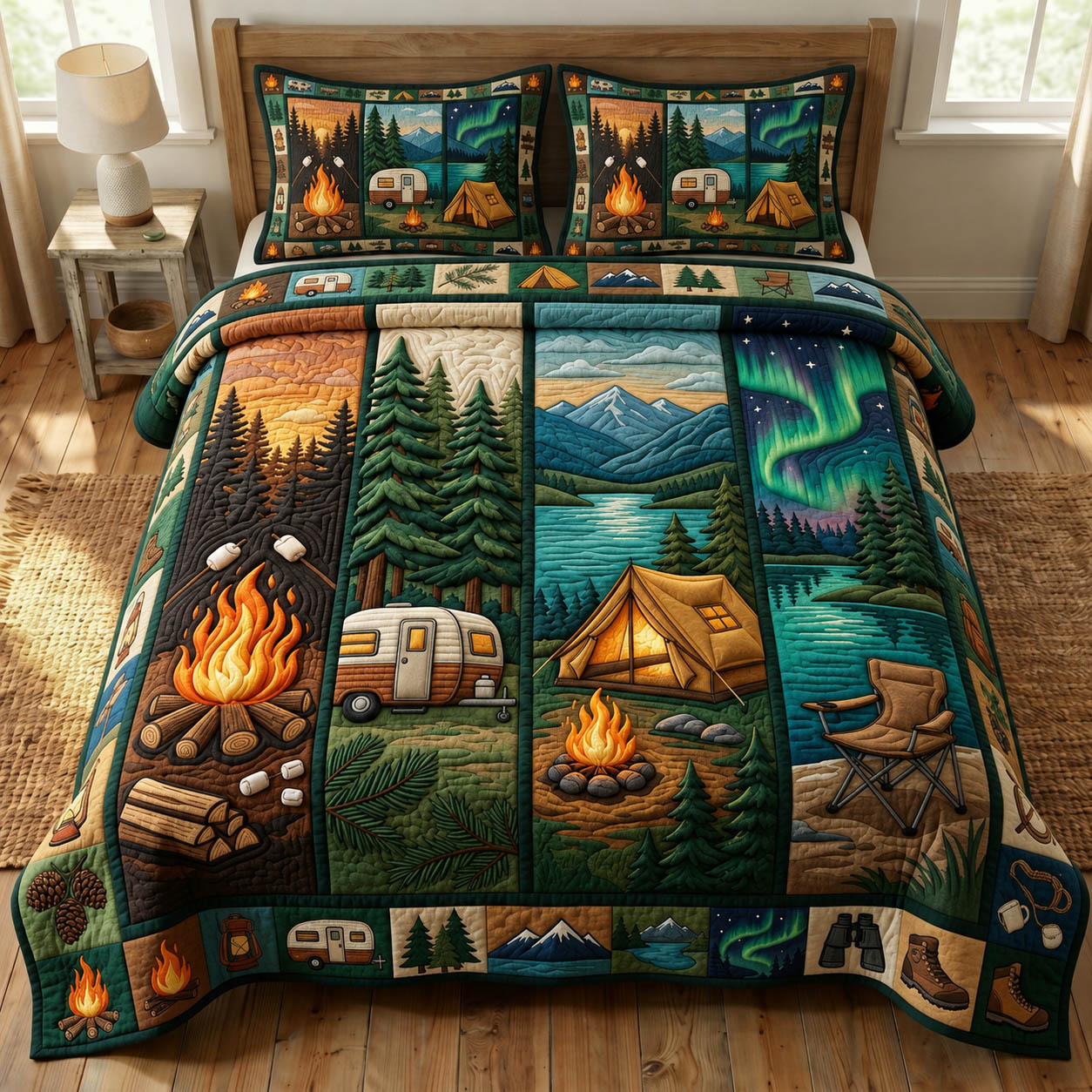 Camping Life 3-Piece Quilted Bedding Set GFTONMU1269