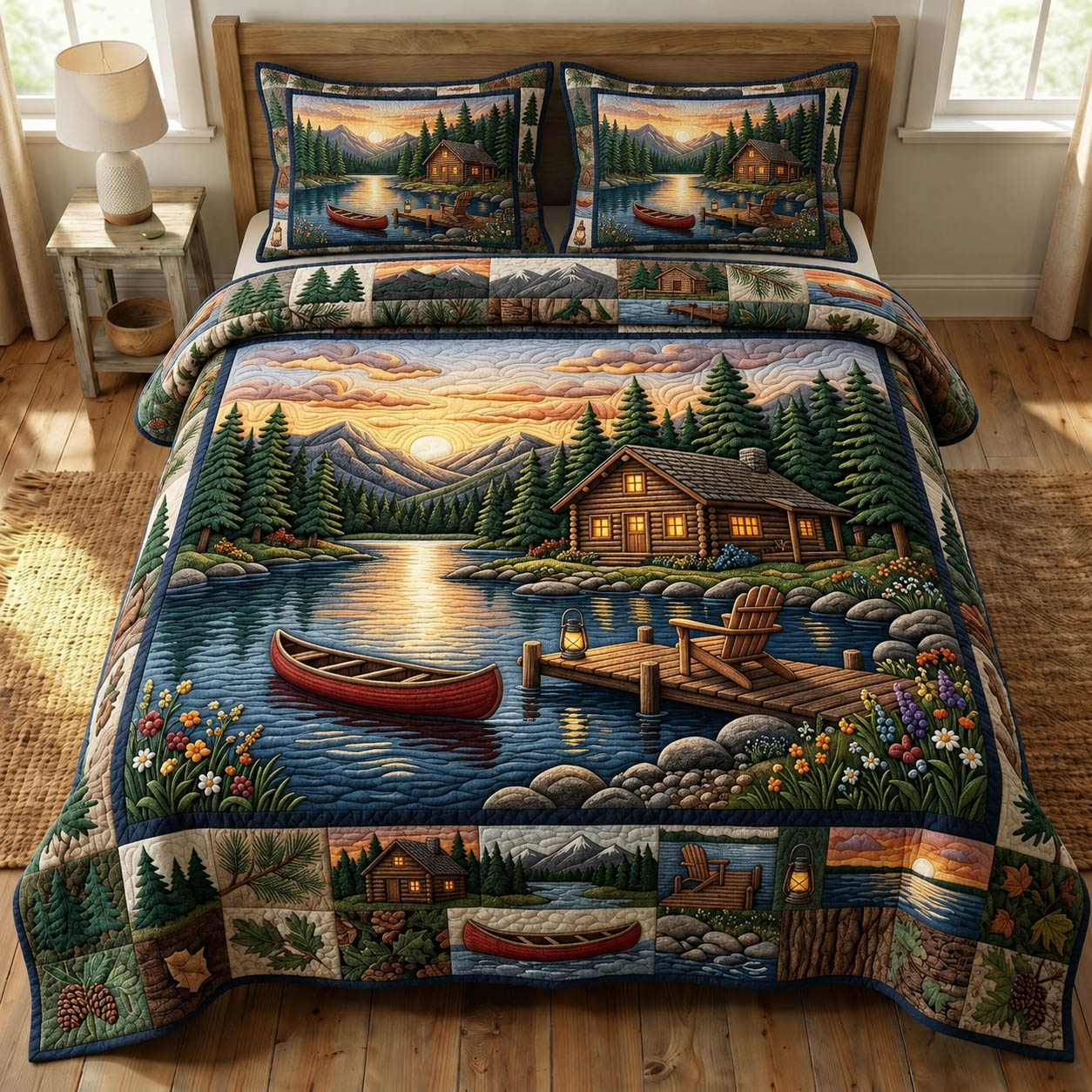 Camping Life 3-Piece Quilted Bedding Set GFTONMU1272