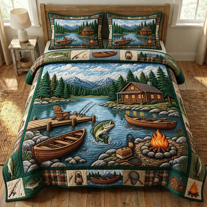 Camping Life 3-Piece Quilted Bedding Set GFTONMU1273