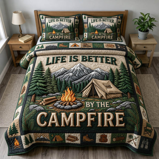 Camping Life 3-Piece Quilted Bedding Set GFTONMU1276