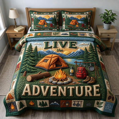 Camping Life 3-Piece Quilted Bedding Set GFTONMU1278