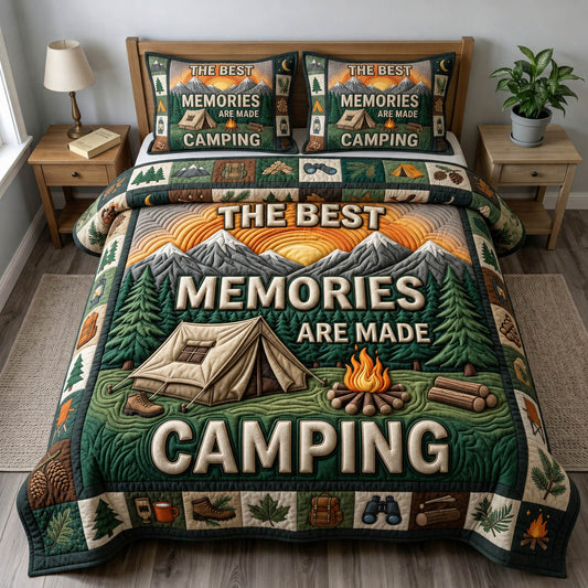 Camping Life 3-Piece Quilted Bedding Set GFTONMU1279