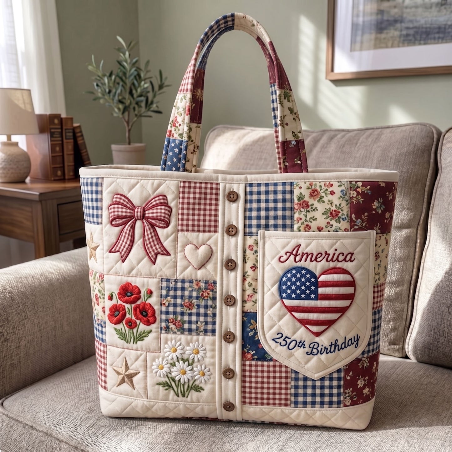 Heritage Patch Quilted Tote Bag GFTONMU128