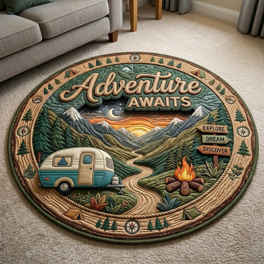 Camping Life Quilted Round Mat GFTONMU1281