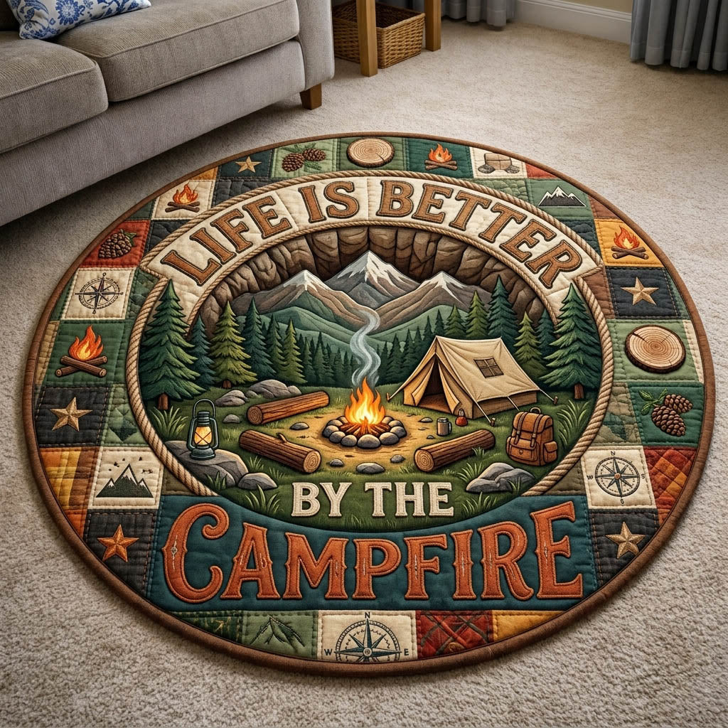 Camping Life Quilted Round Mat GFTONMU1284