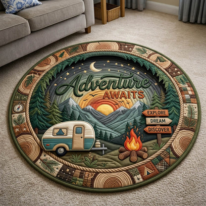 Camping Life Quilted Round Mat GFTONMU1286