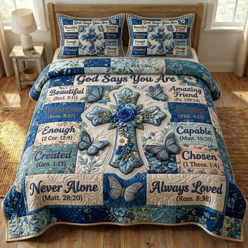 Floral Bible 3-Piece Quilted Bedding Set GFTONMU1356