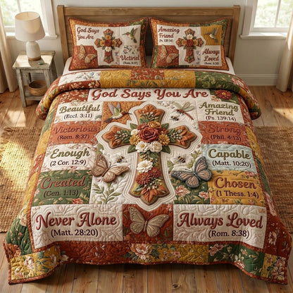 Floral Bible 3-Piece Quilted Bedding Set GFTONMU1359