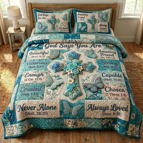 Floral Bible 3-Piece Quilted Bedding Set GFTONMU1360