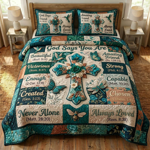 Floral Bible 3-Piece Quilted Bedding Set GFTONMU1362