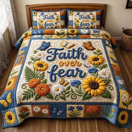Floral Bible 3-Piece Quilted Bedding Set GFTONMU1418