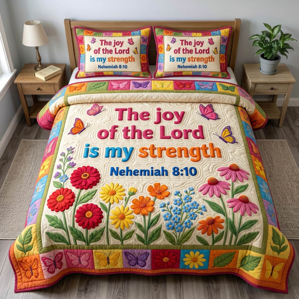 Floral Bible 3-Piece Quilted Bedding Set GFTONMU1421