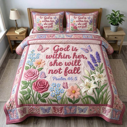 Floral Bible 3-Piece Quilted Bedding Set GFTONMU1423