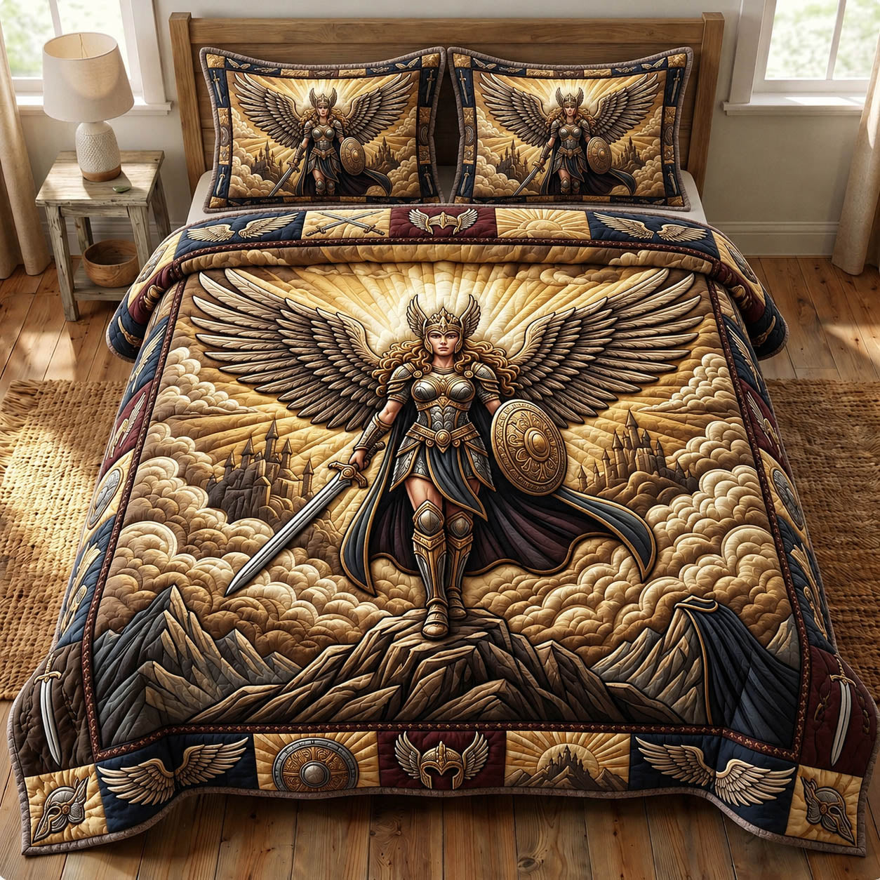 Viking Goddess 3-Piece Quilted Bedding Set GFTONMU1453