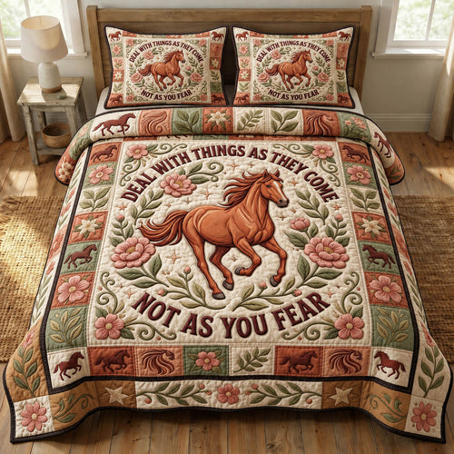 Prairie Horse 3-Piece Quilted Bedding Set GFTONMU1485