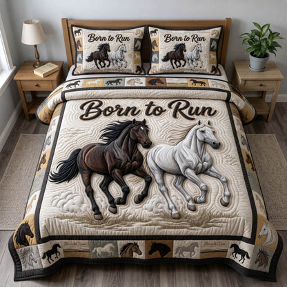Prairie Horse 3-Piece Quilted Bedding Set GFTONMU1487