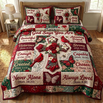 Cardinal Christian 3-Piece Quilted Bedding Set GFTONMU1519