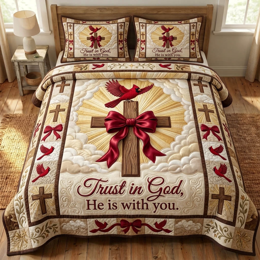 Cardinal Christian 3-Piece Quilted Bedding Set GFTONMU1520