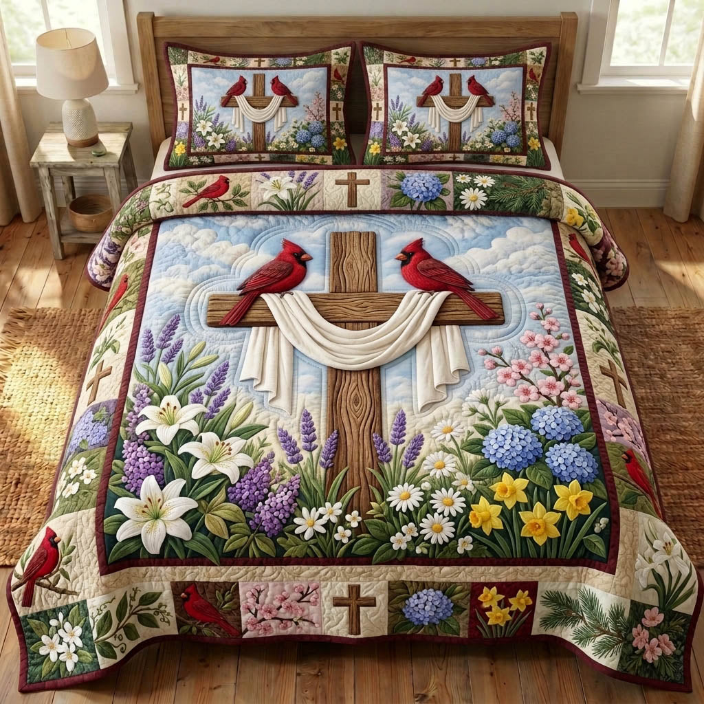 Cardinal Christian 3-Piece Quilted Bedding Set GFTONMU1521
